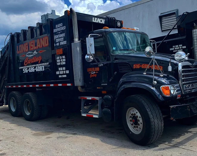 black trailer with long island logo